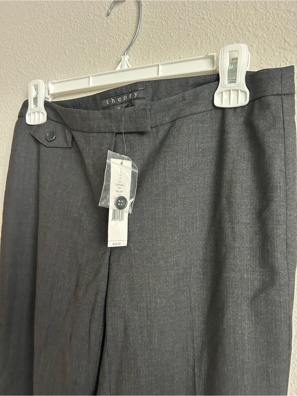 NWT 235$ Theory Dark Gray 96% Wool Wide Leg Dress Pants - Picture 9 of 13